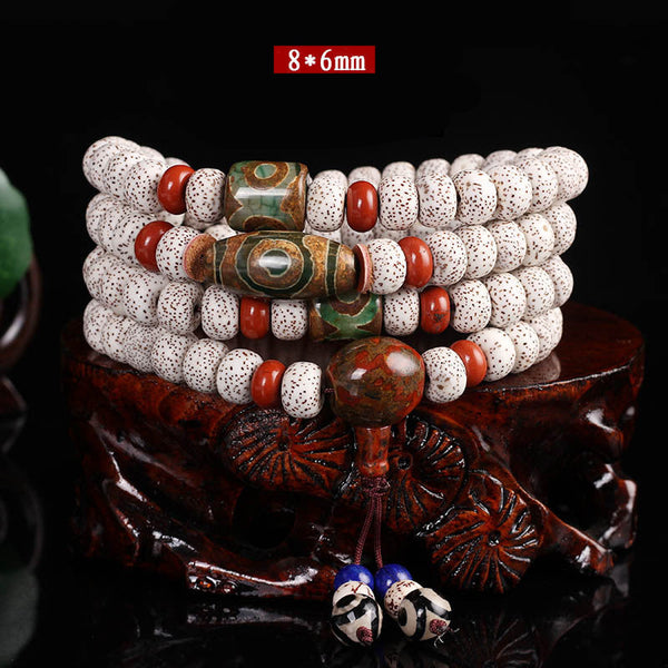 Tibetan Mala Bodhi Seed Dzi Bead Wealth Peace Bracelet Necklace