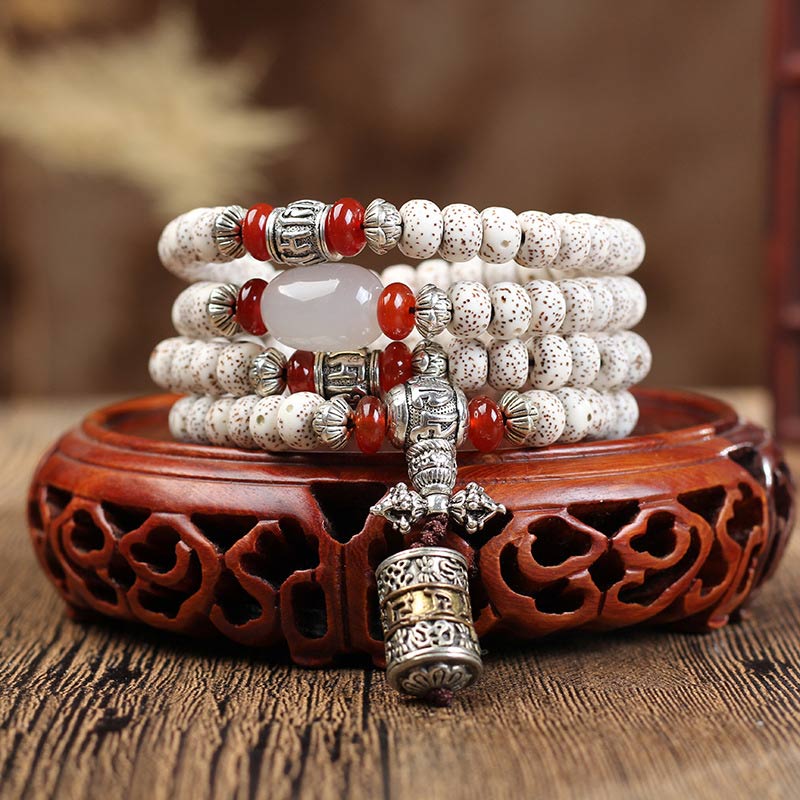 FengshuiGallary Natural Bodhi Beads Koi Fish Mantra Bracelet
